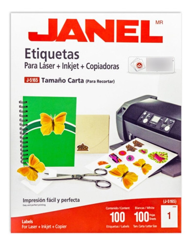 Etiqueta Janel J-5165 C/100 Cta. 21.6 X 27.09 Cm 