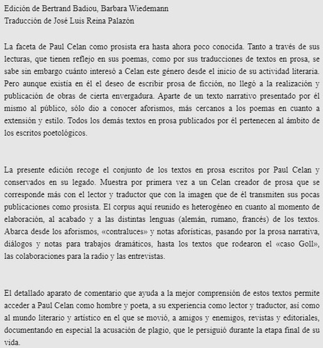 Microlitos - Paul Celan / Trotta + Sorpresa