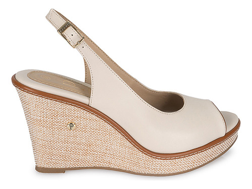 Sandalia Peep Toe Casual Mujer Piazza Hueso 305