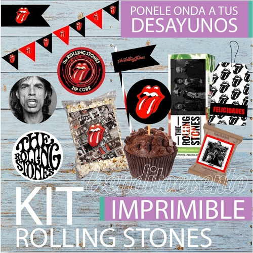 Kit Imprimible Desayuno Rolling Stones Tags Etiquetas Box