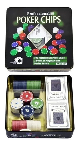 Fichero Poker 100 Fichas + Dealer +2 Mazos Cartas 