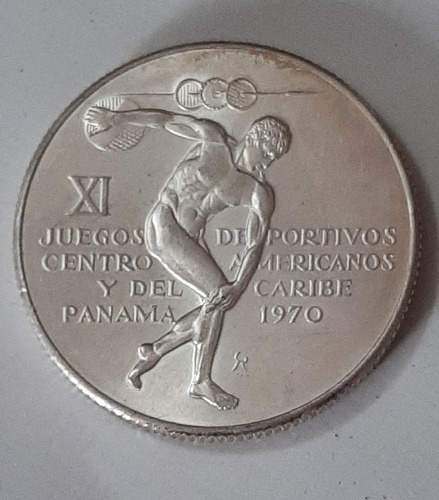 Moneda Juegos Olimpicos Panama 1970 Plata 5 Balboas Coleccio