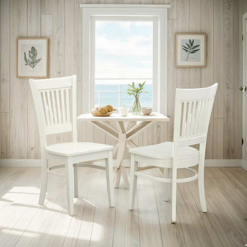 Sillas De Comedor De Madera Con Respaldo Listón Juego De 2 B