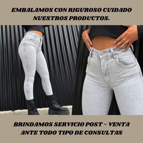 Jean Las Locas Tiro Alto Levanta Cola Elastizado Original