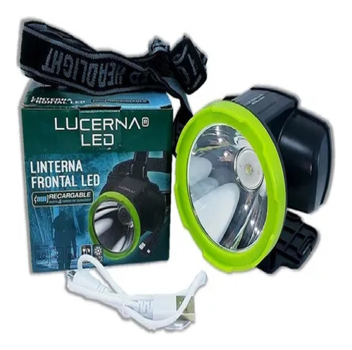 Linterna Cabeza Led 1w Frontal Recargable C/cable Lucerna