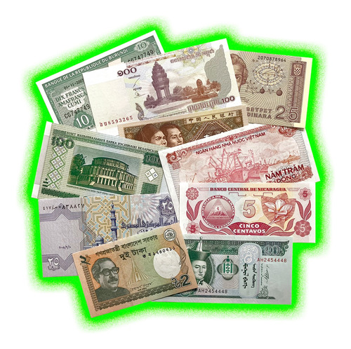 Super Lote 10 Billetes Internacionales Surtidos ¡ Nuevos !