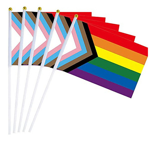 Banderas Lgbtq+ 200 Piezas Progress Pride Rainbow Stick Flag