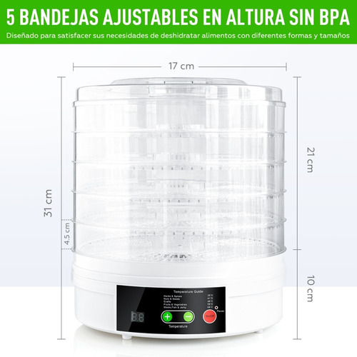 Imagen 6 de 7 de Deshidratador Alimentos Control Tactil Para Carne Seca,fruta