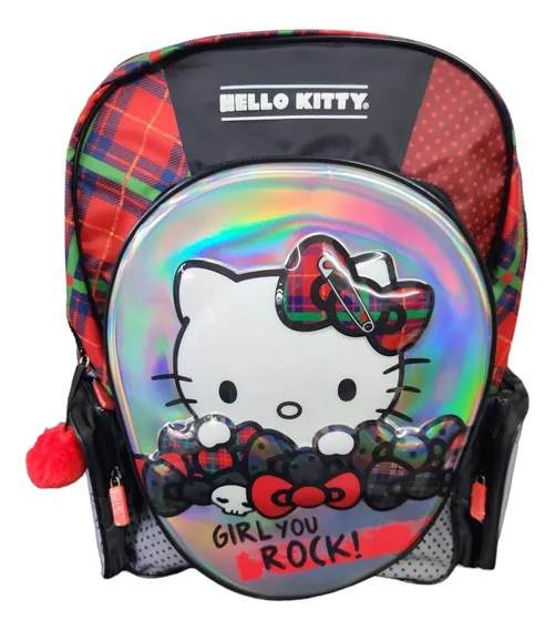 Mochila Wabro Hello Kitty Rock Espalda Niñas Escolar 17 In Color Negro Diseño De La Tela 74315
