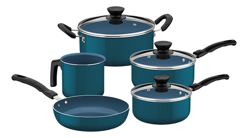 Batería De Cocina Tramontina Cerámica Azul 5 Piezas Evora