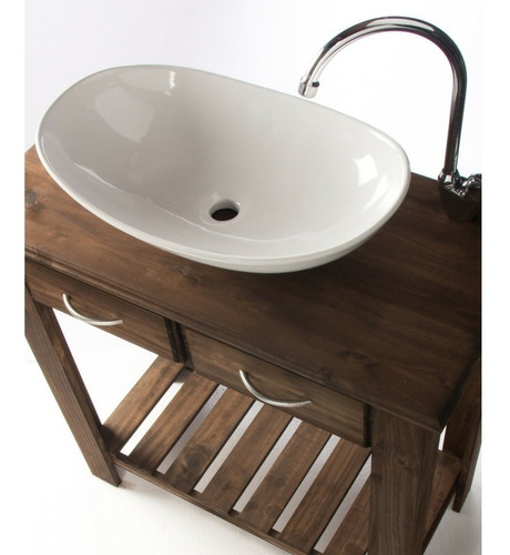 Imagen 7 de 8 de Combo Set Completo Bacha Ovalada Griferia 80cm Vanitory Baño