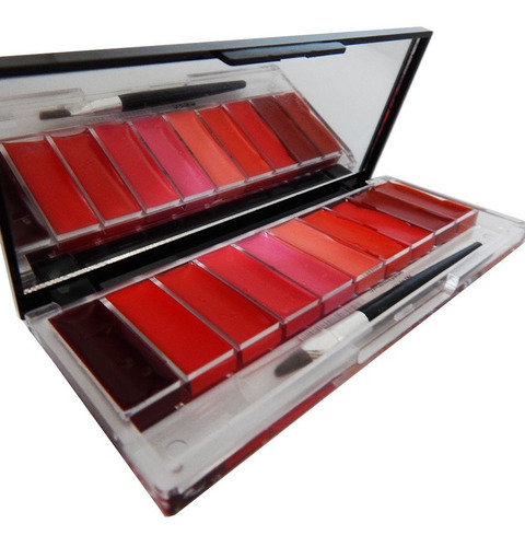 Imagen 2 de 9 de Paleta De 10 Brillos Labiales Tonos Rojos Y Marrones - Meis