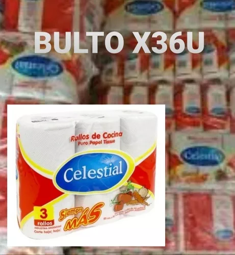 BULTO ROLLOS DE COCINA x 36 ROLLOS x 40 PAÑOS CELESTIAL