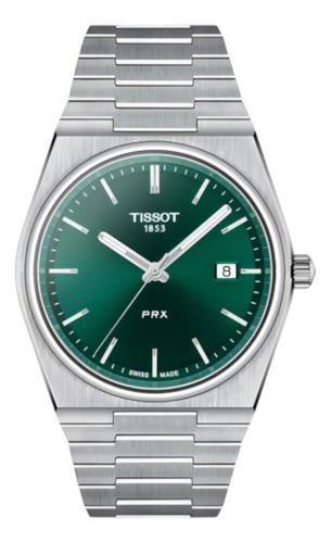 Relógio Masculino Tissot T137.410.17.051.00 Prx Cor Da Pulse Correia Prateado Bisel Prateado Fundo Verde