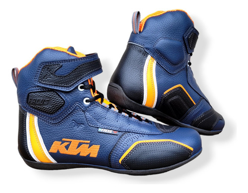 Bota Moto Ruta Facus Ktm B05 Azul Con Naranja,blanco Y Negro