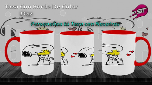 Imagen 1 de 1 de Taza Borde Color Rojo Snoopy-001b