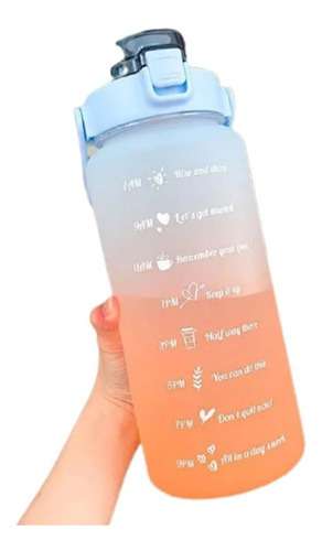 Botella Agua Kawaii Motivacional Gym Frases Colores 2 Litros