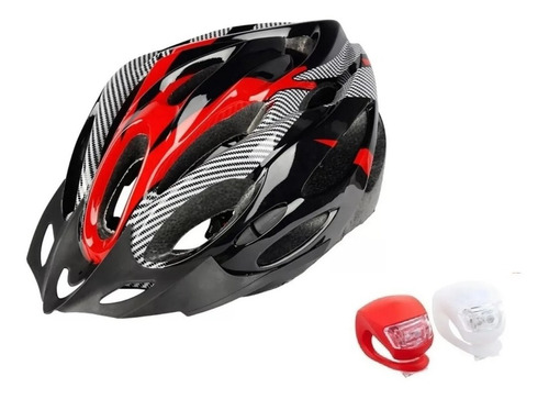 Casco De Bicicleta Regulable Con Luces Bici Kit Bicicleta 