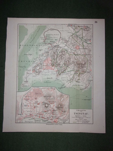 Mapa Asia Tsingtau Publicado En 1912