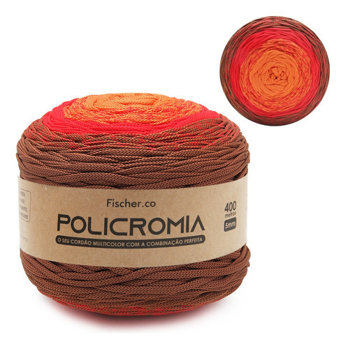 Fio Policromia Fischer 5mm Com 400mts 100% Poliéster Crochê Cor 910- Outono