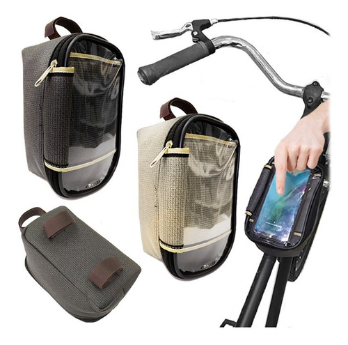 Imagen 7 de 10 de Bolso Porta Celular Bicicleta 1.8 Litros Visor Touch Alforja
