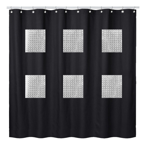 Cortina De Baño Óptica  Tridimensional 3 D Color Negro 3d