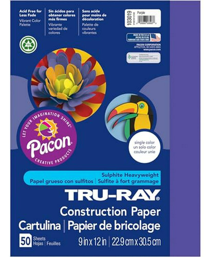 Papel De Construcción Pacon , Morado, 9  X 12 , 50 Hojas (10