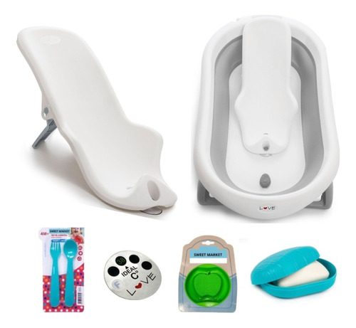 Bañera Bebe Plegable Ultra Compacta Tapón De Drenaje Love 