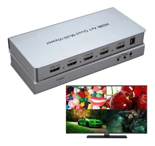 Multi Viewer Switch Hdmi 4x1 1080p High Multiviewer