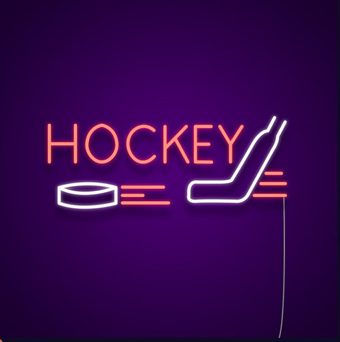 Letrero Led Neon Hockey Deporte Ancho 65cm Luminoso