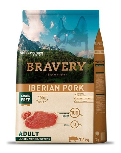 Bravery Iberian Pork Adulto Large/ Medium Breeds 12kg 