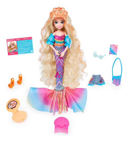 Mermaid High, Finly Deluxe - Muñeca De Sirena Y Accesorios.