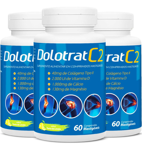 3x Dolotrat C2 Colageno Tipo 2 40mg + Vitaminas 60 Comps