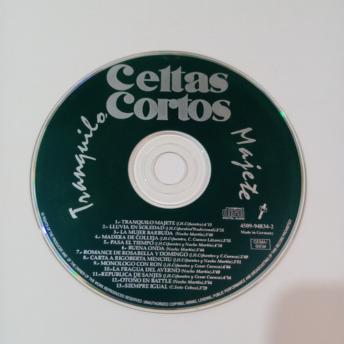 Celtas Cortos Tranquilo Majete Cd Álbum 1993 Estándar (Usado)