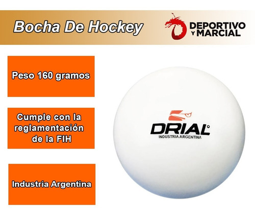 Imagen 3 de 7 de Bocha De Hockey Drial Pelota Varios Colores Lisa Y Dimple