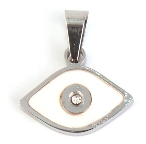 Dije Acero Plateado Ojo Protector Madre Perla Zirconia Eg