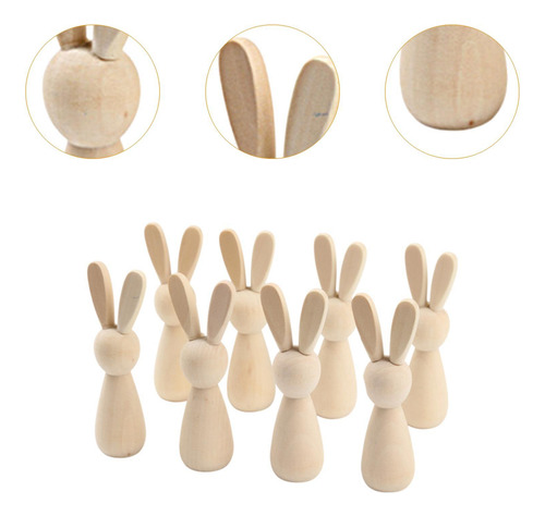 8x Pegado De Madera Muñecas De Muñecas Animales Diy