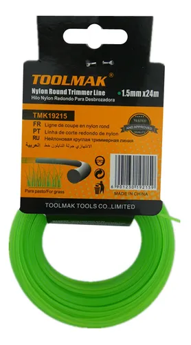 comprar Hilo Nylon P\u002F Orilladora Para Pasto 1.5mm X 24 Mts Toolmak Color Verde