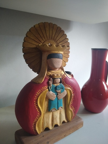 Talla Madera Policromada Virgen De Coromoto
