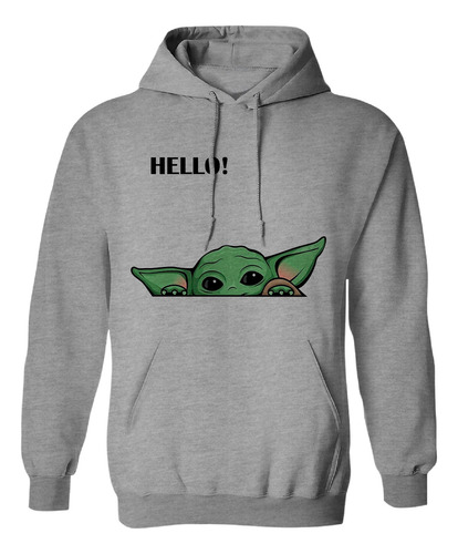 Sudadera Unisex Con Gorro Baby Yoda Con Letras De Hello