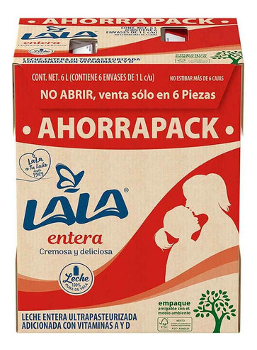 Leche Lala Entera 6 Pack De 1l C/u
