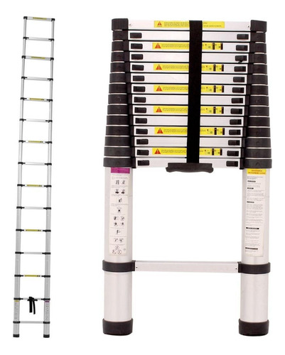 Escada Telescópica Reta Alumínio 16 Degraus 5m Reta