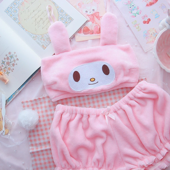 Pijama De Peluche Cosplay Disfra13 Kuromi Bra My Melody Pijama De Peluche Cosplay Disfra13 Kuromi Bra My Melody