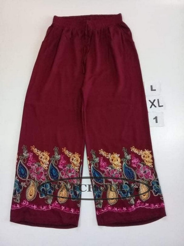 Pantalón Palazzo Bordado Yoga Tai Chi Ancho Talle M-l-xl-xxl