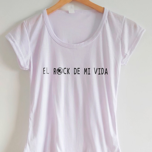 Remera Dama Guasones - Frase El Rock De Mi Vida - Blanca