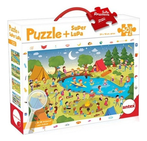 Puzzle - 50 Piezas + Juego De Búsqueda - Con Lupa - Antex