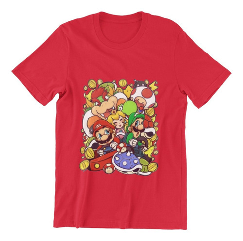 Polera Unisex Mario Bros Super Grupo Luigi Algodon Estampado