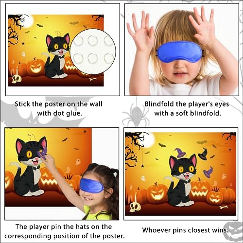 Morcheiong Juego De Halloween Pin The Tail On The Cat Game C