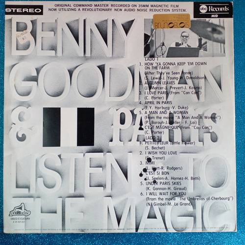 Lp Benny Goodman... Paris - Listen To The Magic