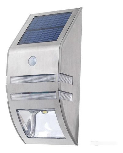 Lampara Solar De Pared En Acero Inox Luz Blanco Frío